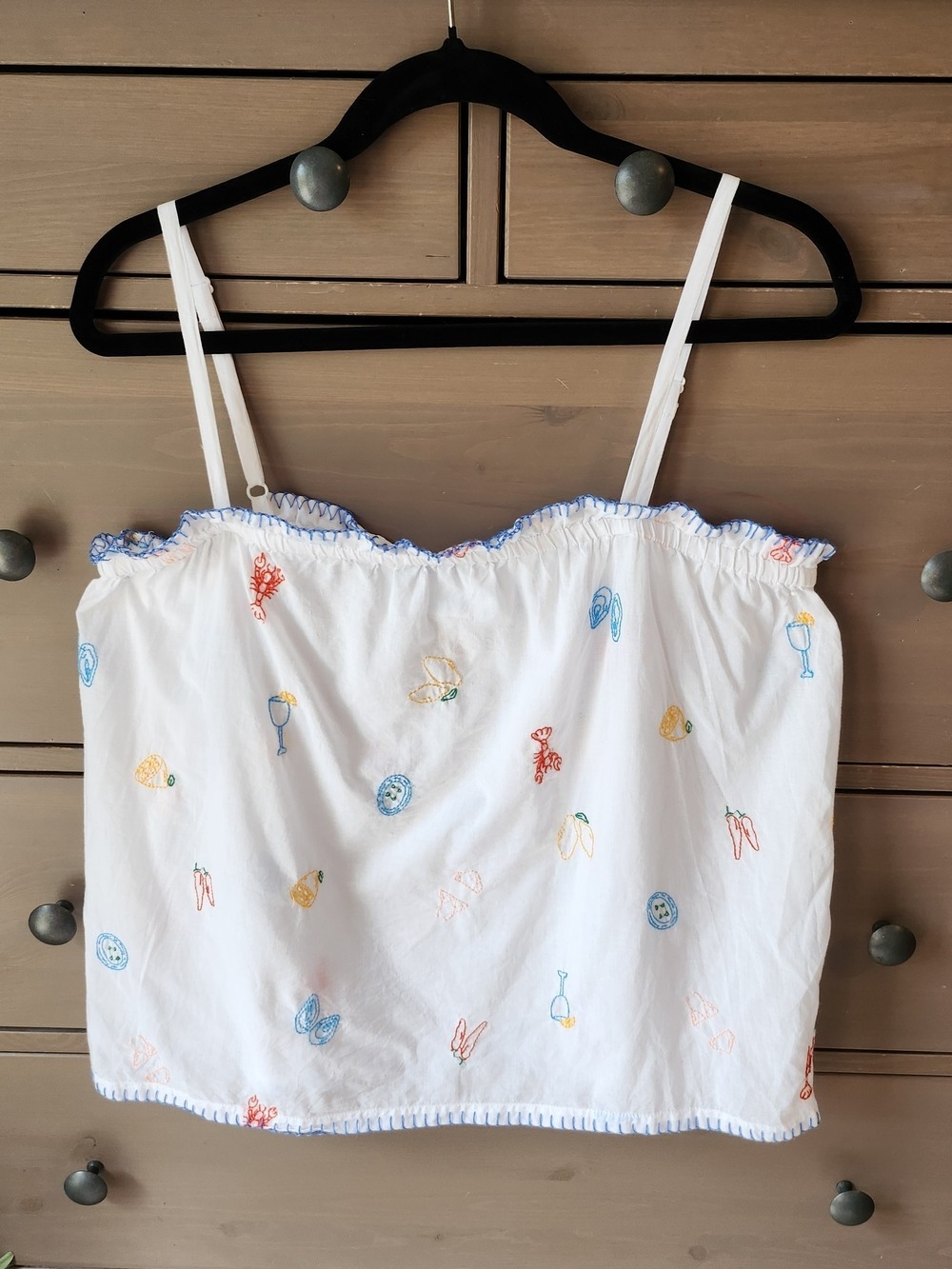 Cynthia Rowley White Embroidered Sleep Cami with Multicolor Motifs - Picture 1 of 7